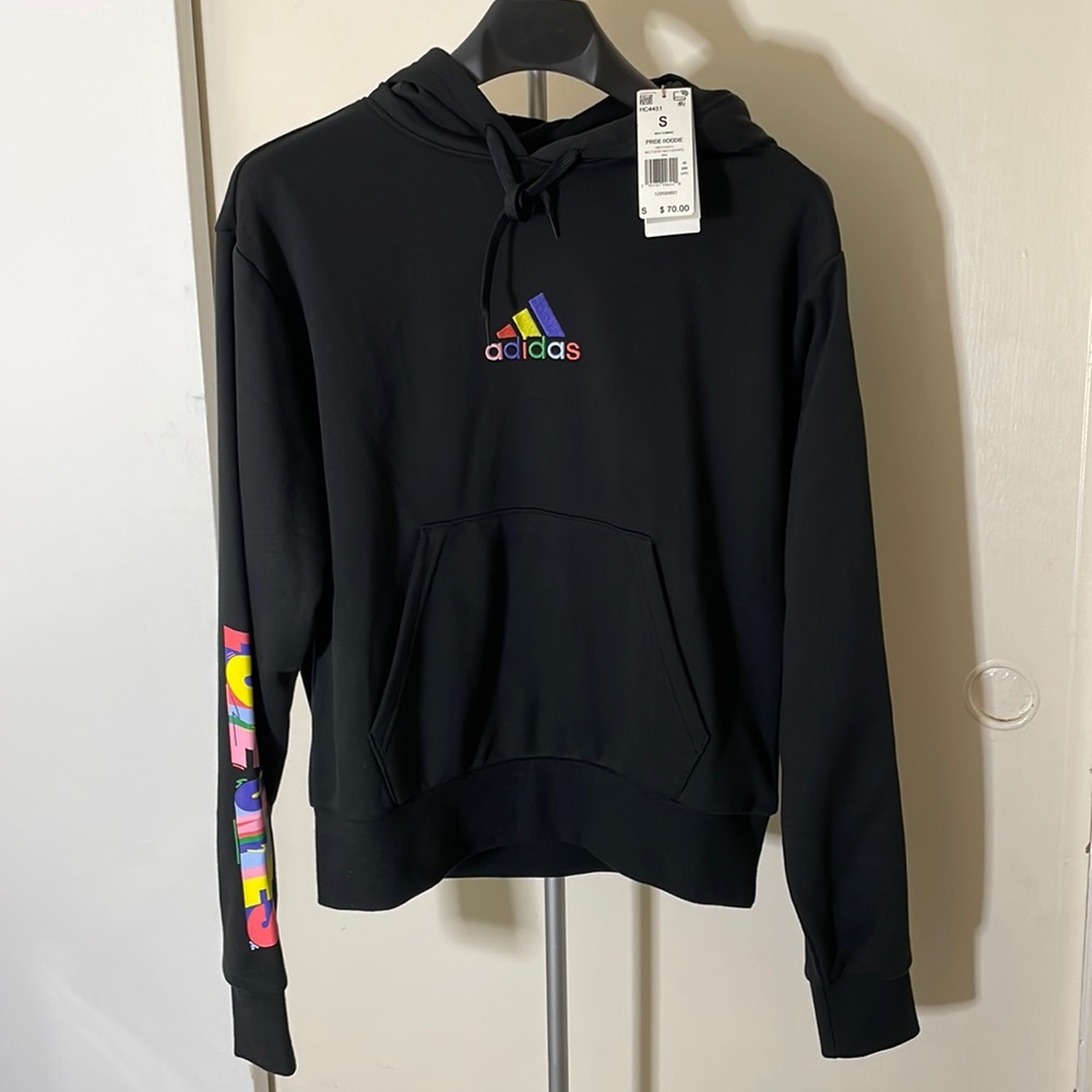 Adidas Pride Hoodie | Men | Size S | Black | New with Tag | 70% Cotton